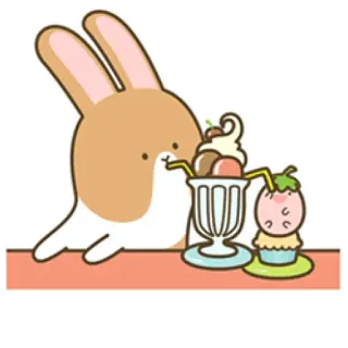 🍧 rabbit, dessert, ice cream, cute, cartoon, sweet, bunny telegram sticker
