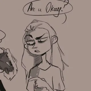 🎨 Are u Okay? dessin animé, dessin, question, croquis telegram sticker