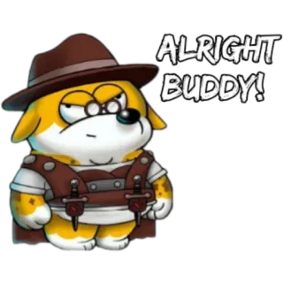 🙂 ALRIGHT BUDDY! pies, kumpel, okej, postać, kreskówka whatsapp sticker