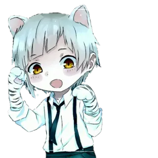 🐯 Atsushi Nakajima Bungou Stray Dogs Anime, Mangá, Orelhas de gato, Chibi, Kawaii, Bungou Stray Dogs, Atsushi Nakajima telegram sticker