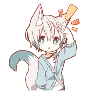 👍 anime, manga, fox, kemonomimi, cute, chibi, illustration telegram sticker