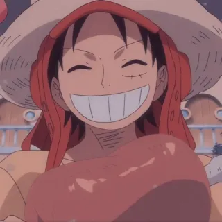 😁 Monkey D. Luffy One Piece Anime, One Piece, Monkey D. Luffy, Luffy, Pirate, Souriant, Chapeau de paille telegram sticker