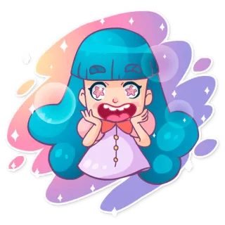 😃 lindo, chica, dibujos animados, pegatina, ilustración telegram sticker