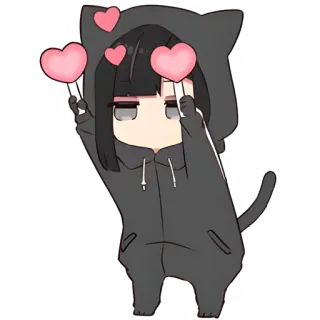 ❤️ アニメ, 猫耳, ハート目, 中指, 可愛い, 漫画 whatsapp sticker