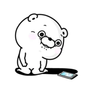 📱 медведь, мультфильм, милый, животное, белый, стикер whatsapp sticker