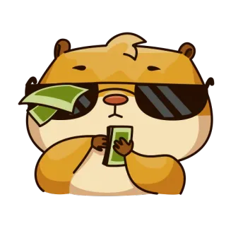 😎 Hamster, Geld, Sonnenbrille, reich, Cartoon, Tier telegram sticker