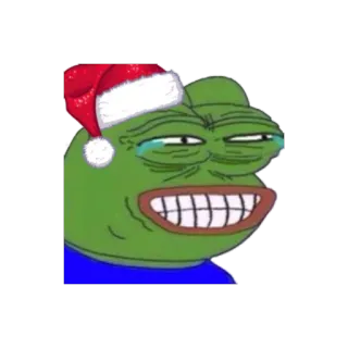 😂 Pepe the Frog Meme, Pepe, Katak, Natal, Topi Santa whatsapp sticker