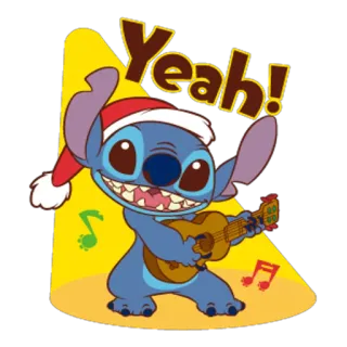 🎅 Stitch Yeah! stitch, lilo & stitch, disney, ja, ukulele, weihnachten, cartoon telegram sticker