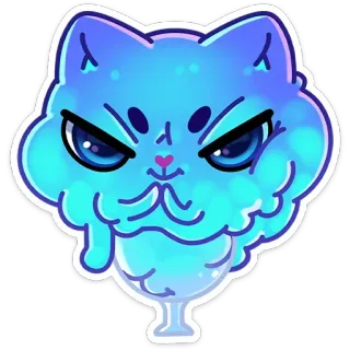 😈 แมว, สีฟ้า, การ์ตูน, สติกเกอร์, น่ารัก, สัตว์ telegram sticker