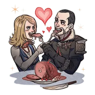 👅 para, miłość, serce, jedzenie, kolacja, romantyzm telegram sticker