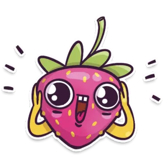 🍓 Erdbeere, süß, Obst, Cartoon, Aufkleber, Kawaii, Essen telegram sticker