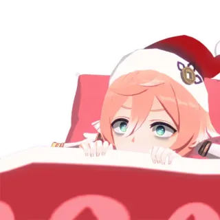 🥶 Anime, Desenho animado, Sonolento, Personagem, Natal, Gorro de Papai Noel telegram sticker