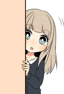 😥 Anime, Chica, Lindo, Asomando, Tímida, Dibujos animados telegram sticker