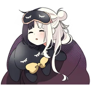 🥱 assonnato, carino, anime, cartone animato, ragazza, dormire, mascherina telegram sticker