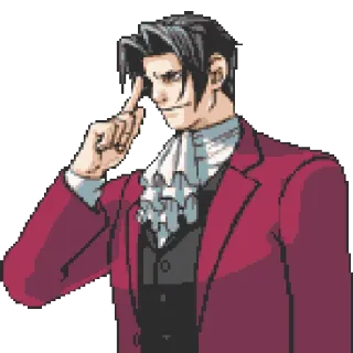 😈 Miles Edgeworth Ace Attorney Miles Edgeworth, Ace Attorney, Personagem de videogame, Pixel art telegram sticker