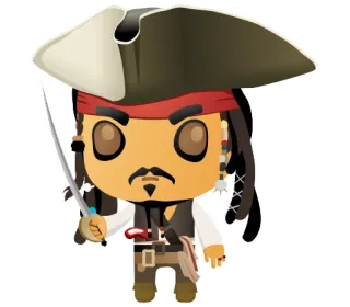 🍪 Jack Sparrow Pirates of the Caribbean pirata, spada, cartone animato, personaggio, film, cappello, Jack Sparrow telegram sticker