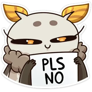 🙅‍♂ PLS NO falena, carino, supplichevole, no, animale, adesivo, cartone animato telegram sticker