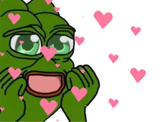 💕 Pepe the Frog pepe, grenouille, mème, amour, coeurs, mignon telegram sticker