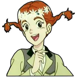 😃 Pippi Longstocking cartoon, girl, character, Pippi Longstocking, flowers, anime telegram sticker
