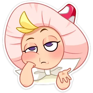 ☹️ стикер, мультфильм, гриб, милый, сонный, выражение telegram sticker