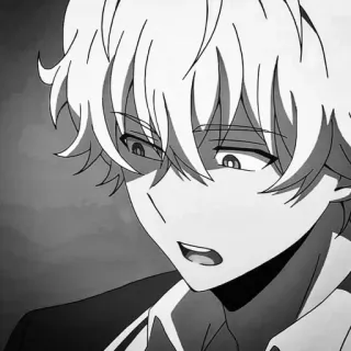 🍇 Anime, Manga, Postać, Czarno-białe, Portret telegram sticker