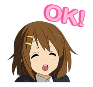 🔹 OK! Аниме, Милый, Девушка, Ок, Согласен, Одобрение, K-On whatsapp sticker