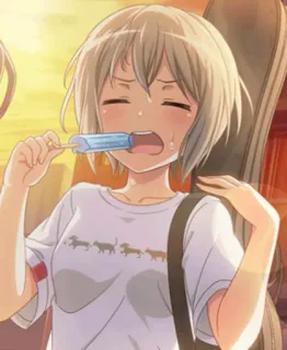😓 anime, girl, popsicle, hot, sweaty, summer, cartoon telegram sticker