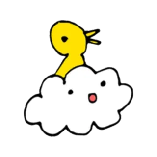 🐣 nube, pato, lindo, amarillo, dibujos animados, pájaro whatsapp sticker