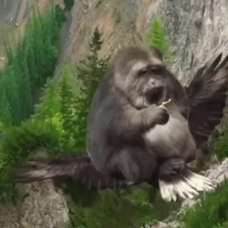 🐵 монстр, фэнтези, животное, крылья, существо, криптид telegram sticker