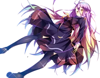 😏 anime, dziewczyna, postać, fioletowe włosy, sukienka telegram sticker