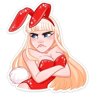 ❌ coniglio, ragazza, arrabbiata, donna, personaggio, illustrazione telegram sticker