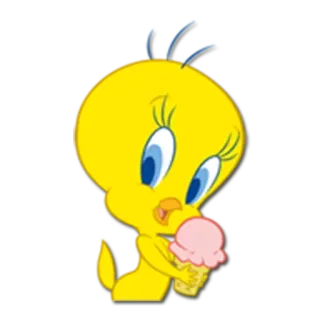 🍦 Tweety Bird Tweety, Looney Tunes, Warner Bros, Kreskówka, Ptak, Słodki, Uroczy telegram sticker