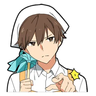 😒 Аниме, Персонаж, Указывает, Мужской, Повар telegram sticker