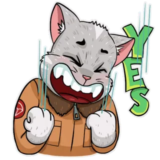 😃 YES 고양이, 스티커, 네, 만화, 동물, 표정 telegram sticker