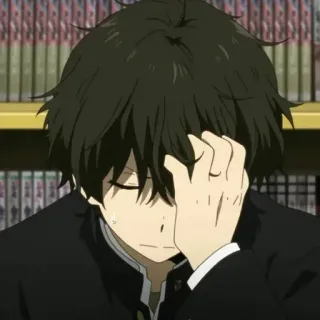 😹 anime, triste, stanco, personaggio, studente, ragazzo telegram sticker