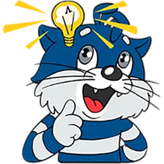 😏 gato, ideia, lâmpada, azul, animal, desenho animado telegram sticker