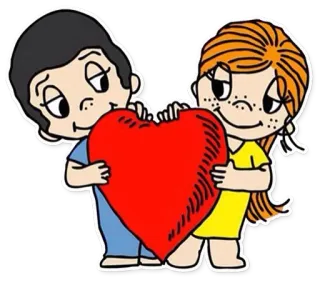 ❤️ cartoon, love, heart, couple, valentine, relationship telegram sticker