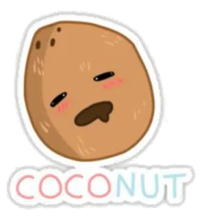 😴 COCONUT coconut, fruit, cute, emoji telegram sticker