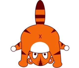 🐯 animal, tiger, cartoon, butt, funny, cute, illustration, sticker telegram sticker