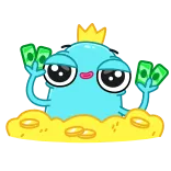 🤑 Cartoon, Figur, Krone, Geld, Reichtum, Süß, Gold telegram sticker