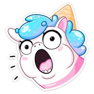 😨 유니콘, 만화, 귀여운, 스티커, 이모티콘, 웃긴, 표정, 혼란스러운 telegram sticker
