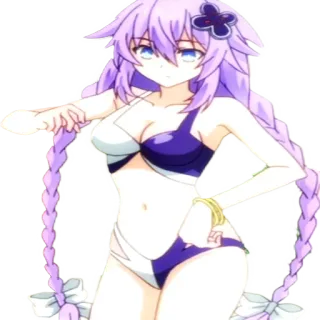 👙 Neptune Hyperdimension Neptunia Anime, Jeu vidéo, Personnage, Cheveux violets, Bikini, Neptune telegram sticker
