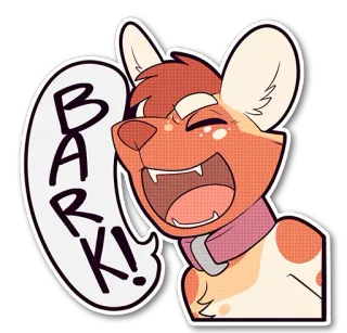 🐶 BARK! 狗, 吠叫, 卡通, 动物, 对话气泡, 宠物 telegram sticker