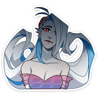 😐 sticker, cartoon, character, fantasy, illustration, monster girl whatsapp sticker