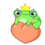 🍑 лягушка, персик, корона, каваий, милый, животное, принц telegram sticker