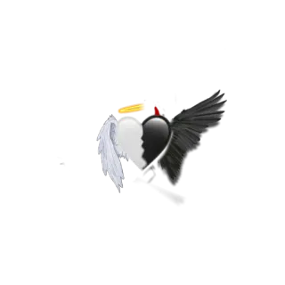 🌚 сердце, крылья, ангел, дьявол, черный, белый telegram sticker