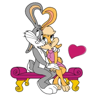 ❤️ Bugs Bunny Looney Tunes conejo, dibujos animados, amor, pareja, corazón telegram sticker