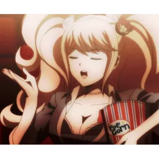 🍟 Junko Enoshima Danganronpa Popcorn Anime, Junko Enoshima, Popcorn, Danganronpa, Kreskówka, Postać telegram sticker