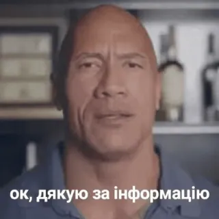 👅 ок, дякую за інформацію Dwayne Johnson, The Rock, Obrigado, Informação, Meme, Ucraniano telegram sticker