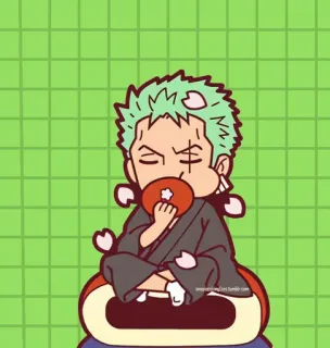 🌊 Zoro One Piece Anime, Schwertkämpfer, Chibi, Süß, Pirat, Manga telegram sticker